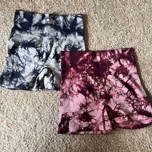 Two pack tie dye workout booty shorts